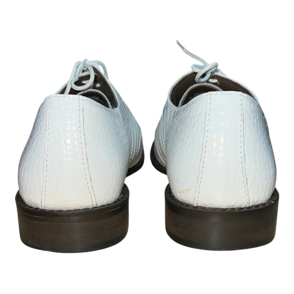 Stacy Adams Oxford Mens 10.5 White Crocodile Embossed Formal Dress Shoes